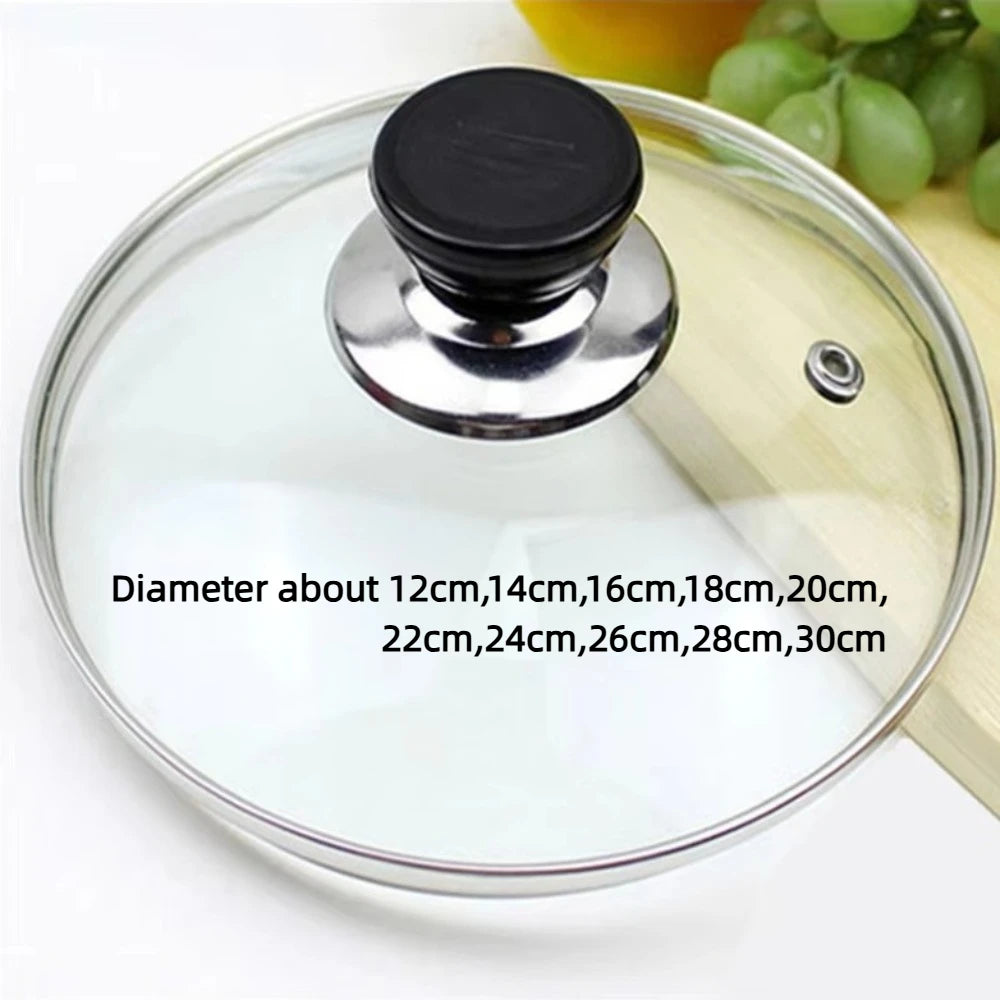 Frying Pan Pot Wok Replacement Glass Lid Tempered Round Top Cover 16cm - 36cm