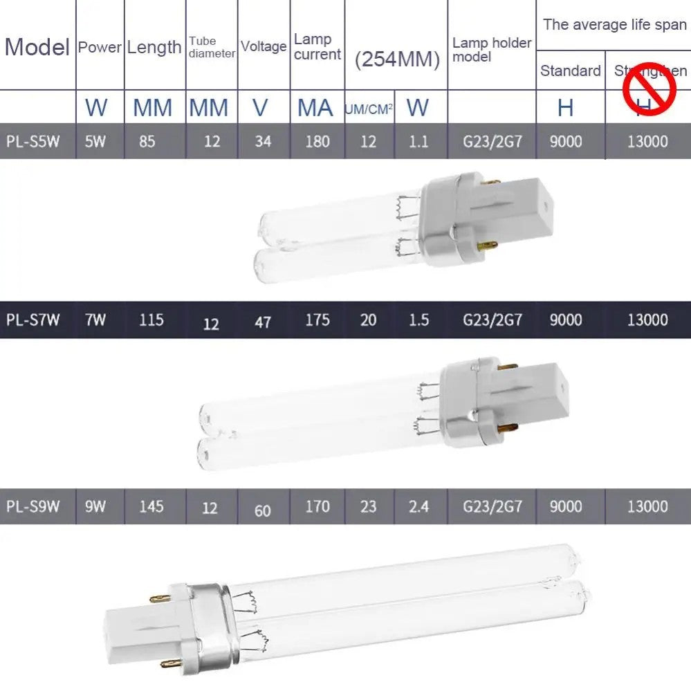 G23/2G7 9W UV Bulb Lamp Light Tube UVC for Pond / Aquarium Steriliser Filters