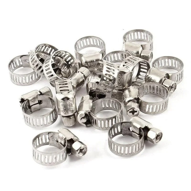 Stainless Steel Hose Clamps Clips Adjustable Range Worm Gear Pipe Clamp Kit