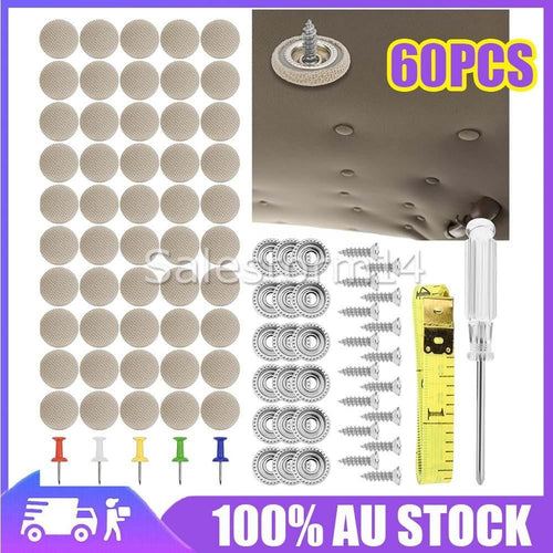 60* Car Roof Lining Liner Repair Kit Fix Sagging Headliner Pins Buckle Rivet OZ