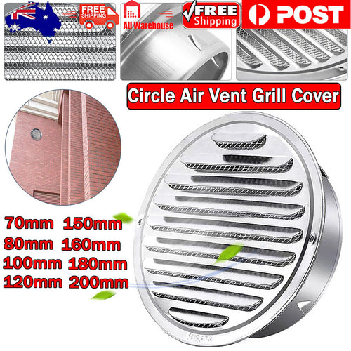 Ø 70-200mm Stainless Steel Ventilation Air Vent Grille Cover Metal Duct Circle-