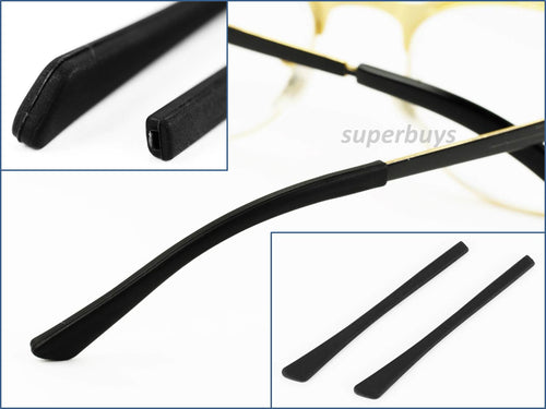 2pcs 7cm Black Silicone Temple Tips Glasses Frame End Eyeglass Specs Repair Grip