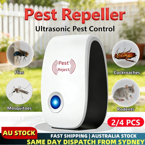2/4 Pest Repeller Ultrasonic Electronic Mouse Rat Mosquito Insect Rodent Control