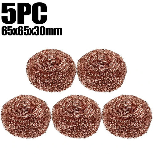 5x Copper Wire Scrubber Scourer Mesh Wool Pad Scrub Cleaning Dish Pan Scouring