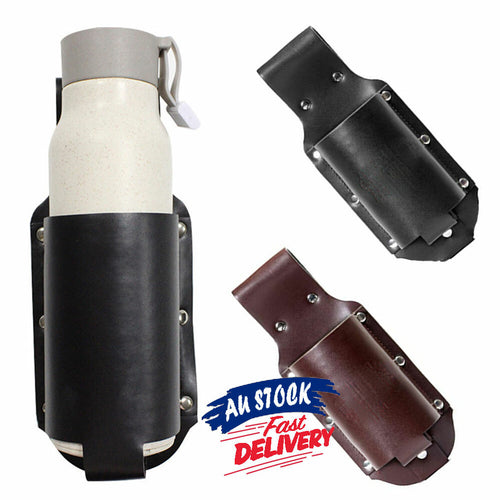 Leather Beer Holster Holder Wine Bottles Case Black Waist Belt Bag Portable