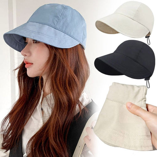 Wide Brim Sun Hat Ponytail Bucket Hat Summer Quick-drying Visors Men Women