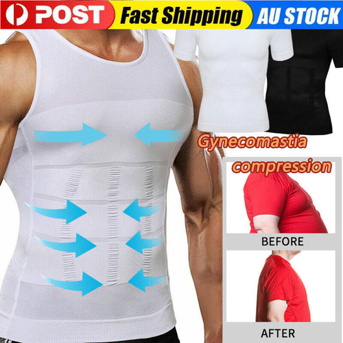 Men' Compression Vest T-Shirt Moobs Slimming Tummy Control Body Shaper Tank Tops