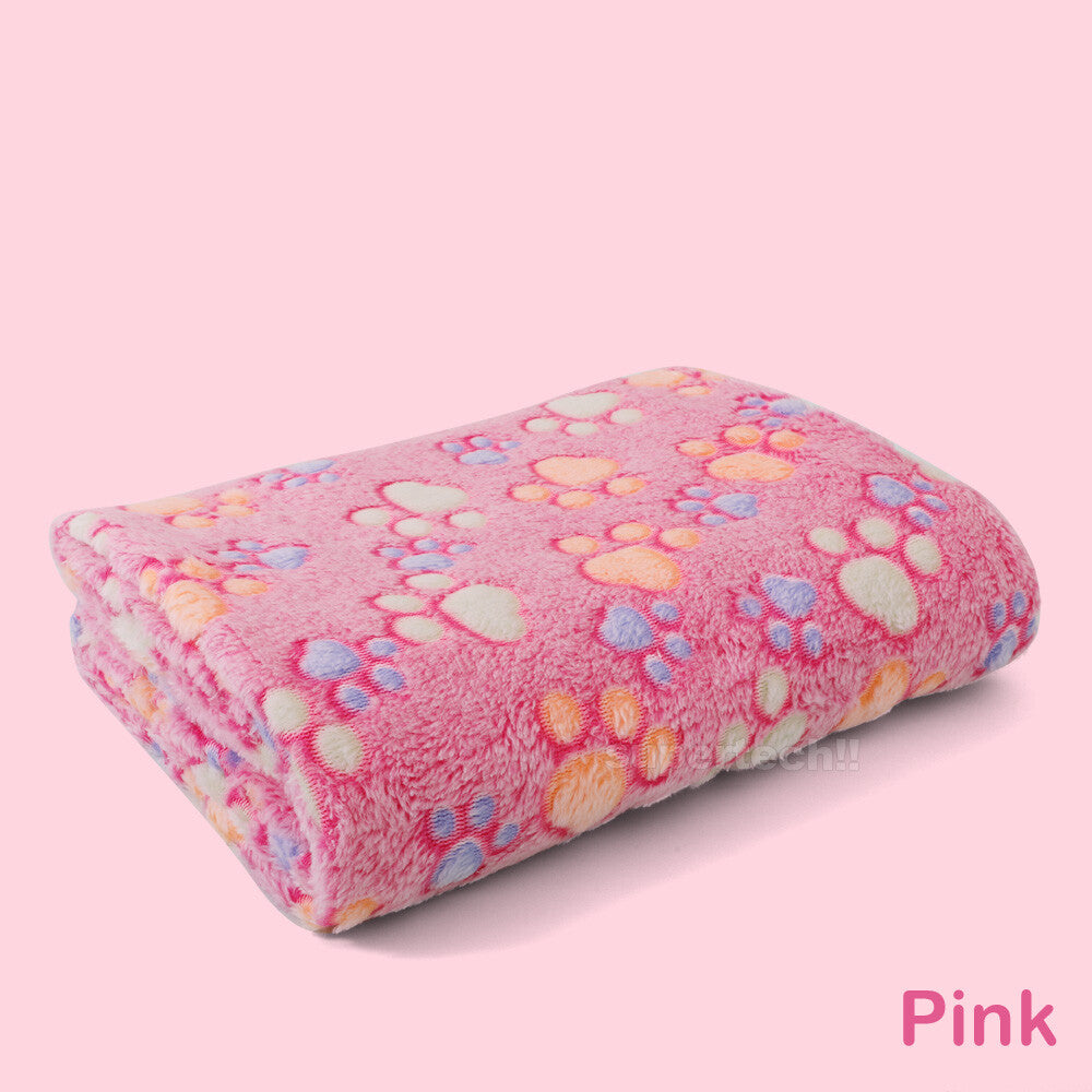 Pet Mat Paw Print Cat Dog Puppy Fleece Soft Pet Blanket Bed Cushion SML Size