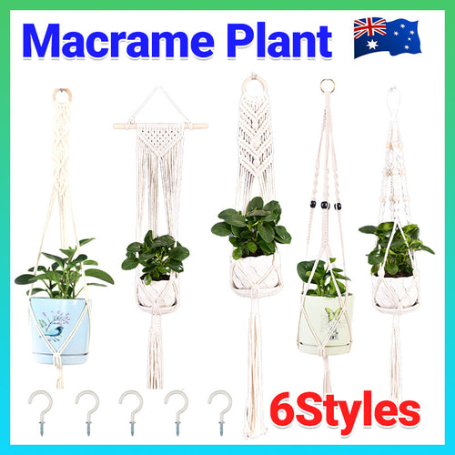 Hanging Home Decor Macrame Plant Hanger Rope Braided Basket Holder Flower Pot AU