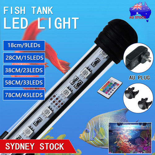 Small Fish Tank Aquarium Light LED Waterproof Full Spectrum Aqua Lamp RGB