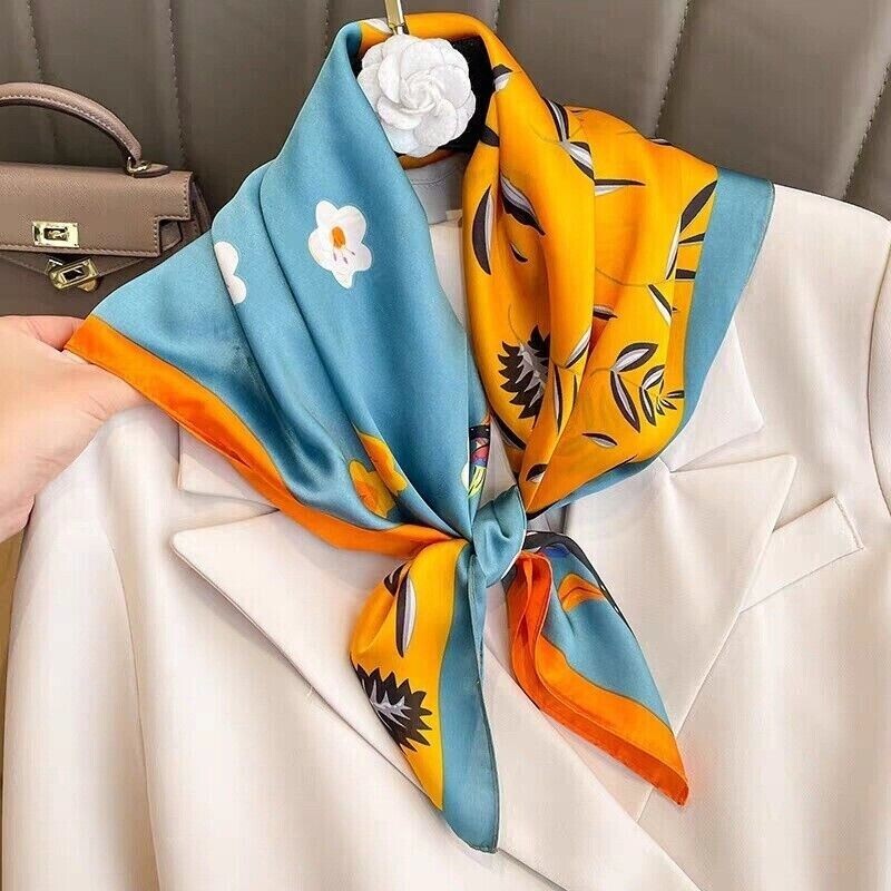 Women Lady Quality Large Classic Elegant Square Silk Scarf Wrap Shawl-90*90cm