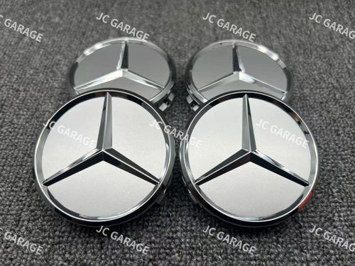 Mercedes-Benz Titanium Silver Chrome Star 75mm Wheel Center Cap Hub Cap