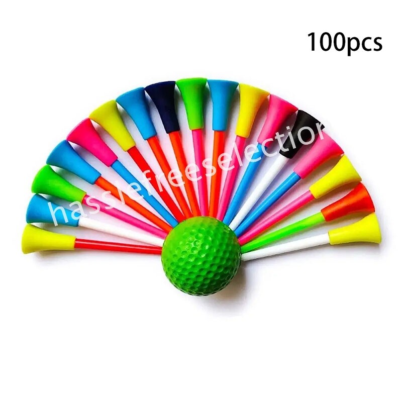 50-500 Pack 83mm Golf Tees Plastic With Rubber Multi Color Cushion Top Quality – Compatible with Golf
