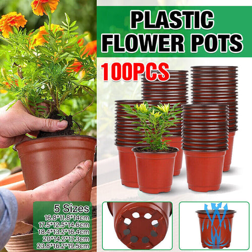 100PCS Plastic Plant Flower Garden Pots Nursery Seedlings Pot Growing Container