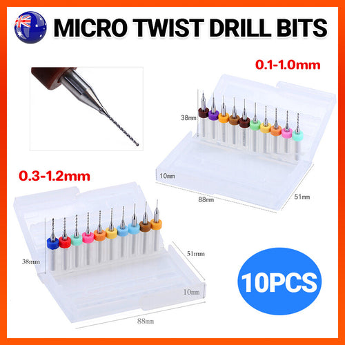 10X 0.1-1.0MM/0.3-1.2MM Carbide Micro Mini Drill Bit Tungsten Steel Rotary Tool