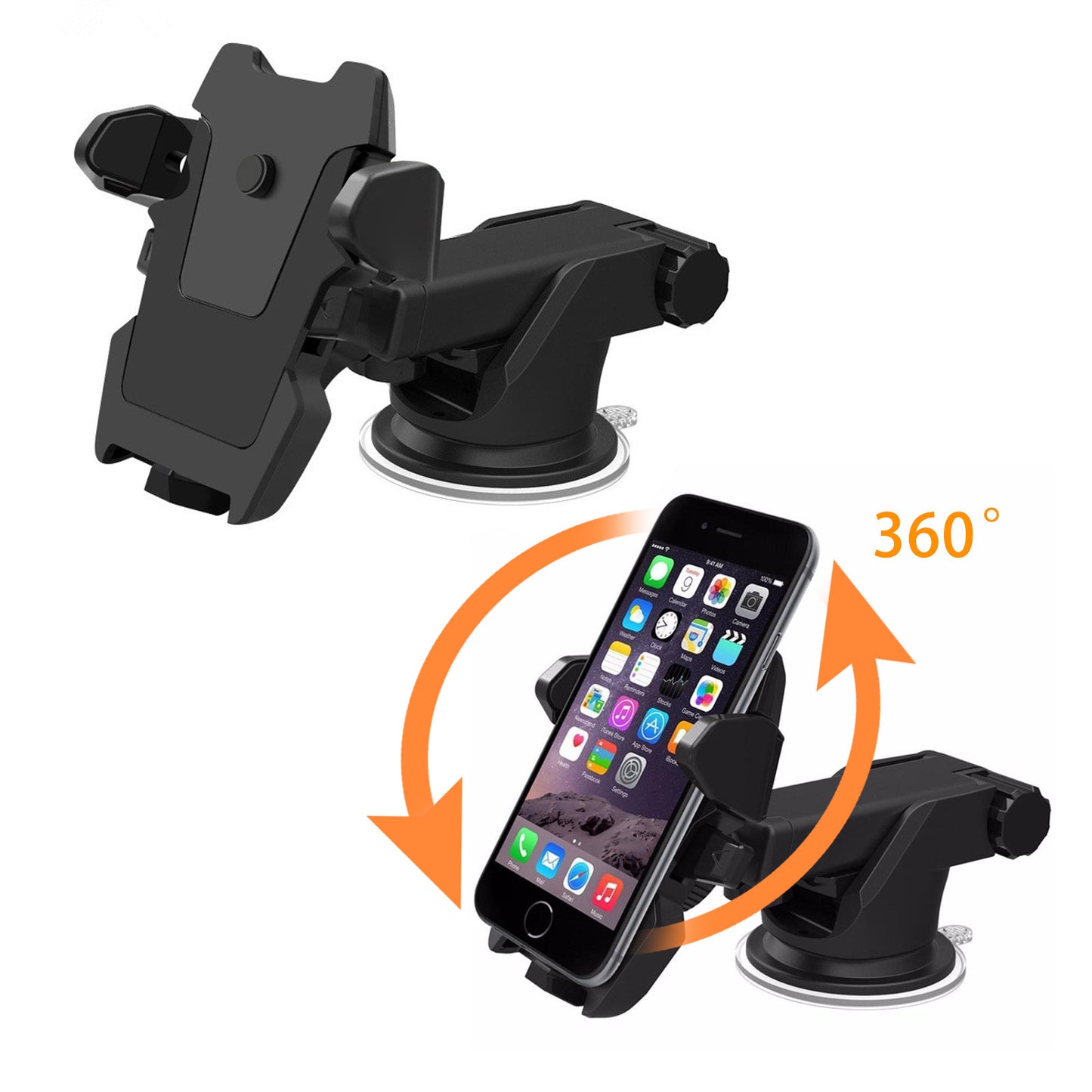 Universal 360° Windshield Car Mount Holder Phone Stand Compatible with GPS Mobile iPhone 17