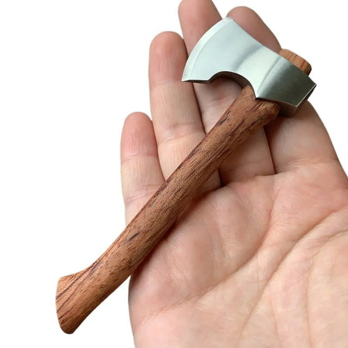 Stainless Steel Mini Mountain Axe Wood Handle Outdoor Camping Utility Pocket EDC