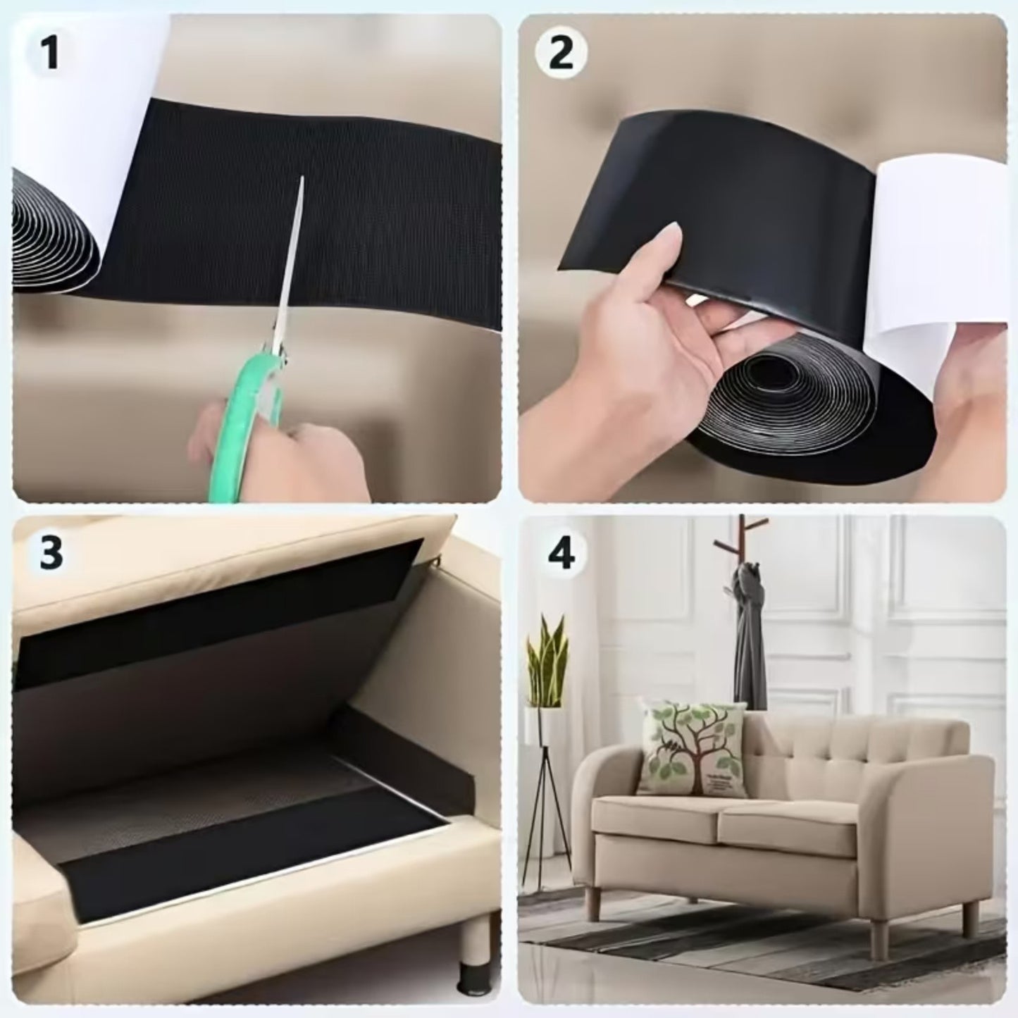 Black Heavy Duty Hook And Loop Tape Adhesive,Prevent Use Anti Non Slip AU