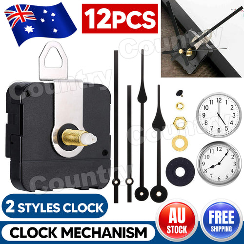 12pcs Wall Clock Quartz Movement Motor Mechanism Long Spindle Hands Repair Kit