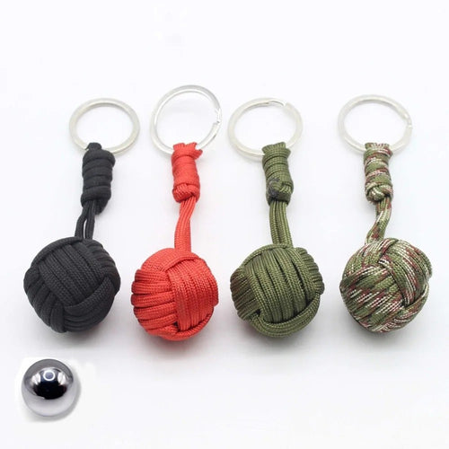 Paracord Monkey Fist Keychain Survival Rope Ball Key Ring Pendant EDC