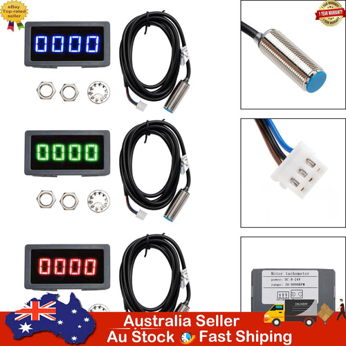 4 Digital LED Tachometer RPM Speed Meter With Hall Proximity Switch Sensor NPN