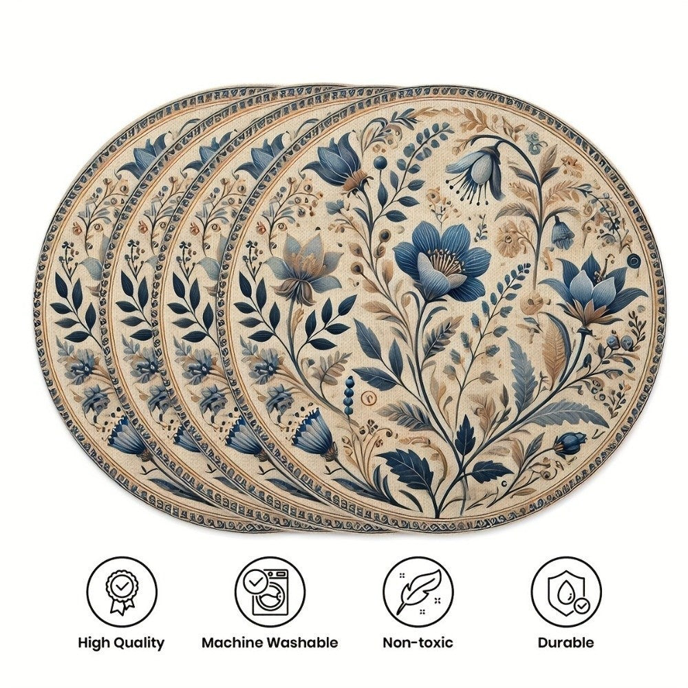 Middle East Style Floral Table Placemat Embroidery Round Dining Mat Home Decor
