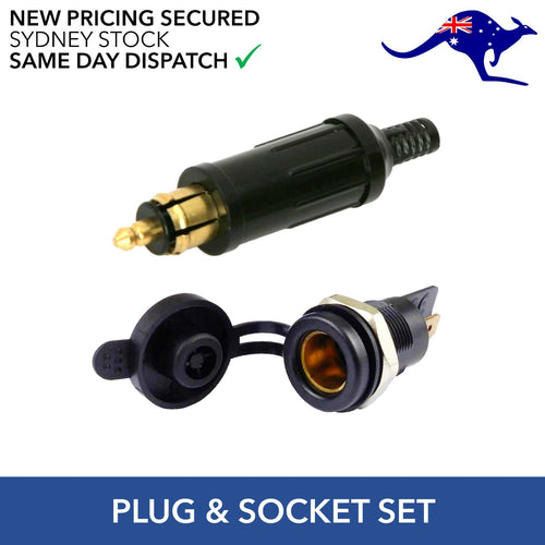 Merit Plug and Panel Mount Socket Set 12V Caravan Fridge, Marine Boat 4WD