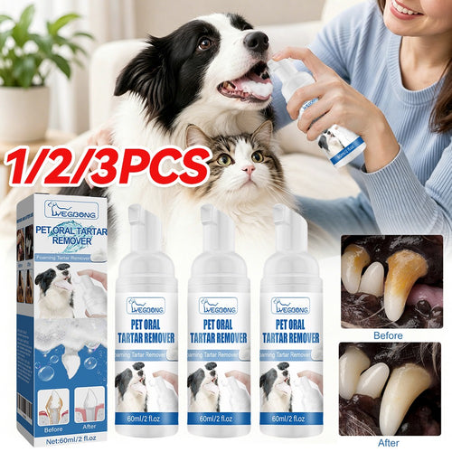 Pet Dogs Dental Tartar Remover Foaming Spray Whitens Teeth Oral Care Cleaner