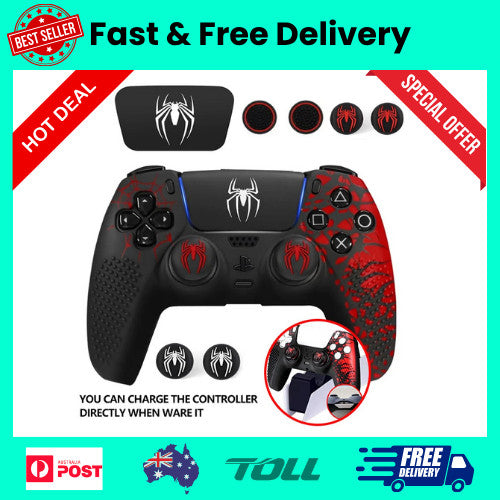 Anti-Slip Silicone Cover Skin Compatible For PS5 Controller with Thumb Grip Cap