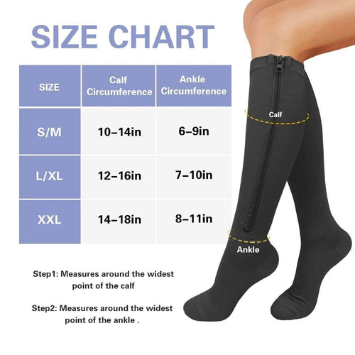 Zip Sox Compression Socks Zipper Leg Support Knee Closed Toe Shaper Stockings AU