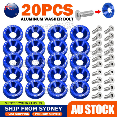 20X Billet Aluminum Fender Bumper Washer Bolt Engine Bay Dress Up Kit M6 BLUE