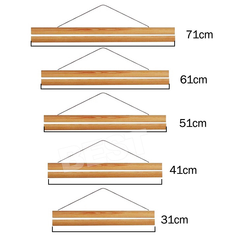 31-71CM Magnetic Poster Frame Teak Wooden Hanging Scroll Wall Art Poster Hanger
