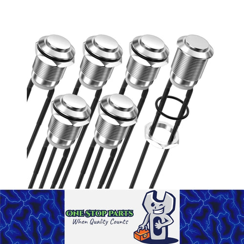 6pcs 12mm Momentary Push Button Switch Waterproof 12V Metal Pre-wired Car Boat