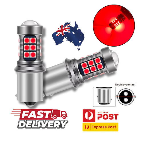2X 1157 BAY15D LED RED BRAKE TAIL LIGHT BULBS GLOBES BRIGHT ERROR FREE NEW