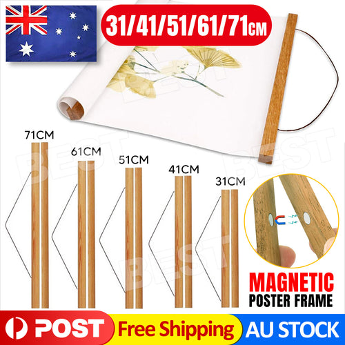 31-71CM Magnetic Poster Frame Teak Wooden Hanging Scroll Wall Art Poster Hanger