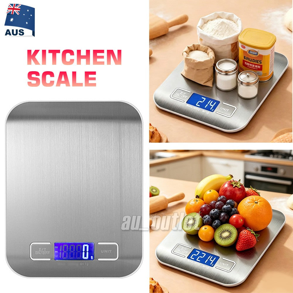 5kg/1g Digital Kitchen Food Scale Stainless Steel LCD Display for Cooking
