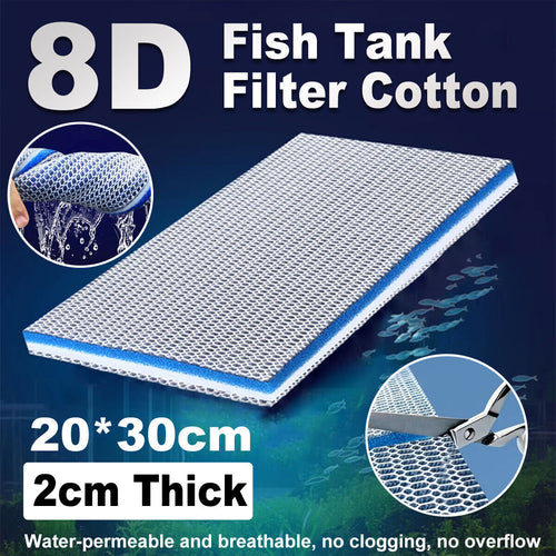 Aquarium 8D Sponge Filter Cotton Denitrifier Accessories Fish Tank Foam Agent Improved 8 Layer Non Gel Filter Pad