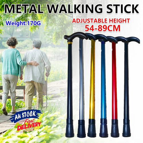 Aluminium Metal Walking Stick Travel Retractable Adjustable Compact Cane Pole AU