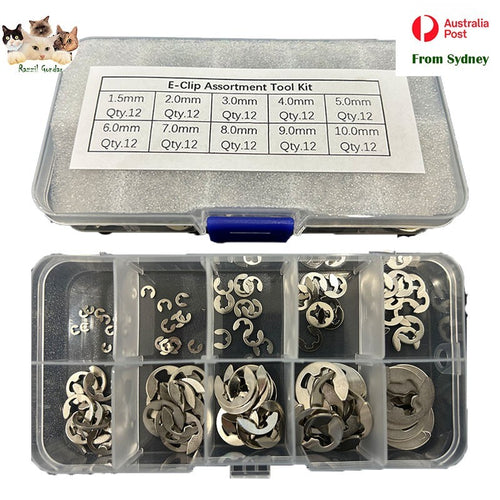 120pcs Stainless Steel E-Clip Assortment Tool Kit Retaining Circlips 1.5-10mm AU