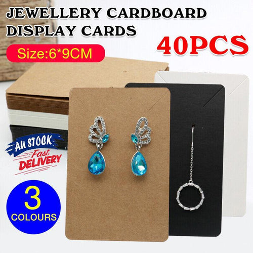 Earrings Necklace Studs Display Cards 40pcs Jewellery Paper Holders 6x9cm Set AU