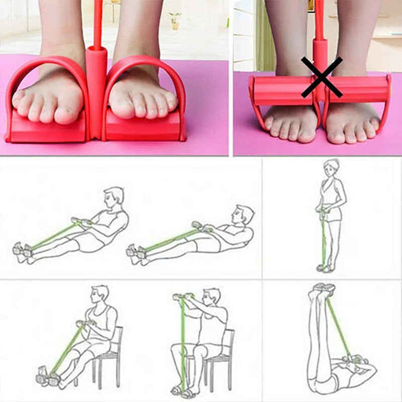 Multi-Function Exercise Tension Rope Foot Pedal Resistance Fitness Pull Bands AU