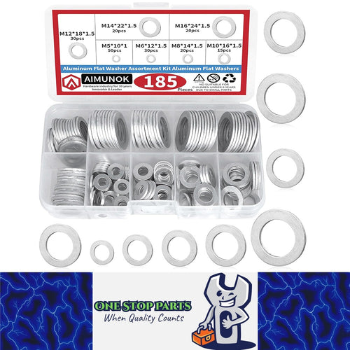 185pcs Aluminum Crush Washer Assortment Kit M5-M16 Oil Drain Plug Gasket Honda – Compatible with Honda