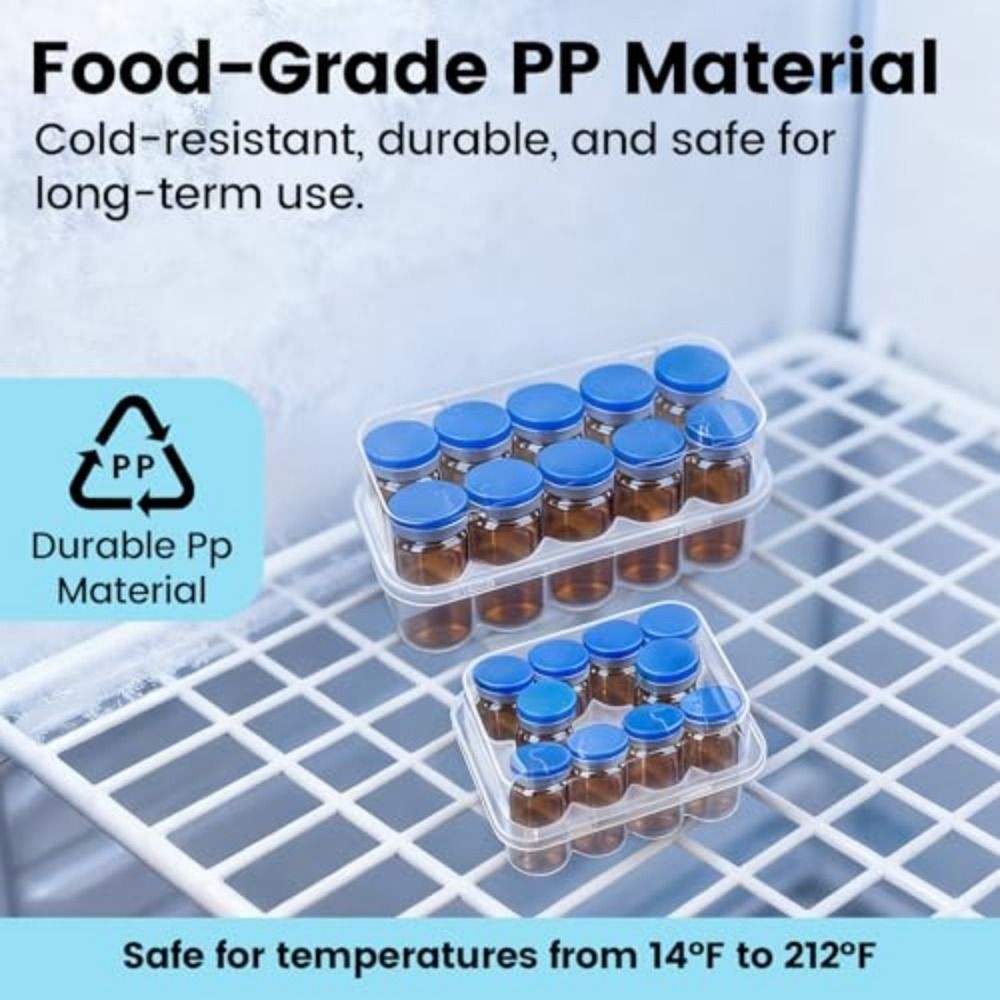10-Slot Vial Storage Case Stackable Freezer Tube Box Diabetic Supplies