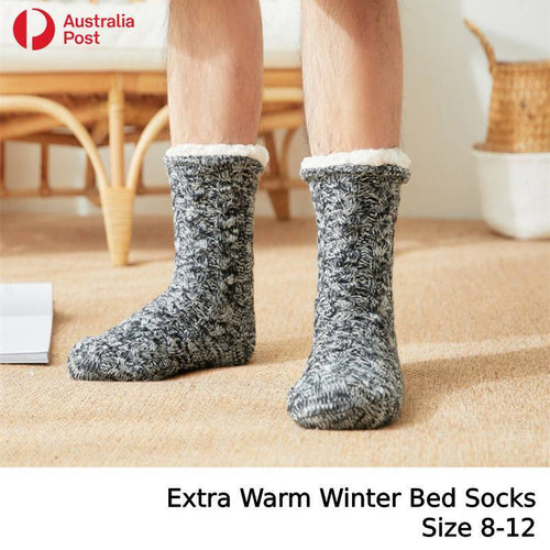 Extra Warm Thermal Winter Bed Socks Slippers Fluffy Anti-slip Thick Men 8-12