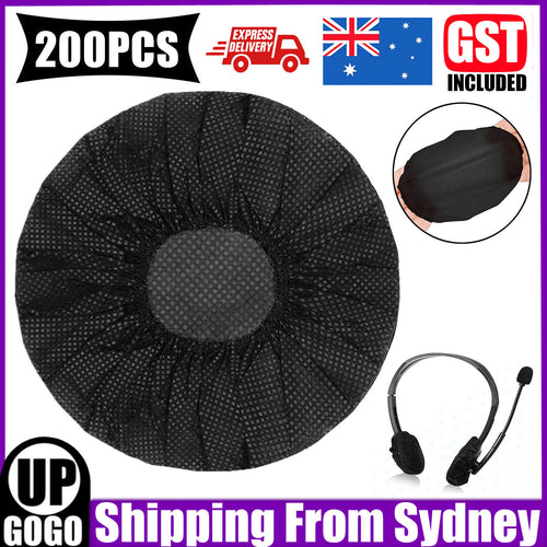 200PCS Disposable Headphone Covers Non-Woven Headset Stretch Sanitary Caps Black