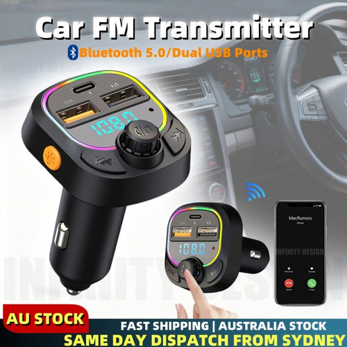 Bluetooth 5.0 Wireless Radio Car FM Transmitter PD Dual USB Charger MP3 Player