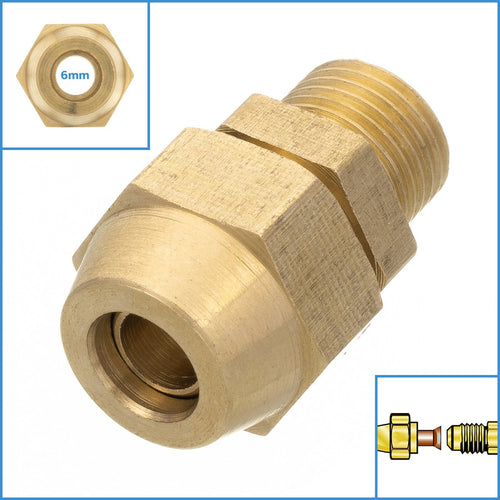 Brass Flared Fitting 1/8" BSP x 6mm Copper Pipe Tube Connector Clamp Gas Adapter
