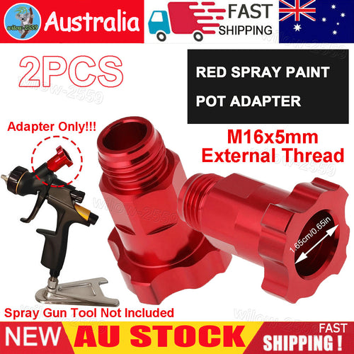 2PCS Spray Gun Connectors M16x5mm External Thread Spray Paint Pot Adapter Red