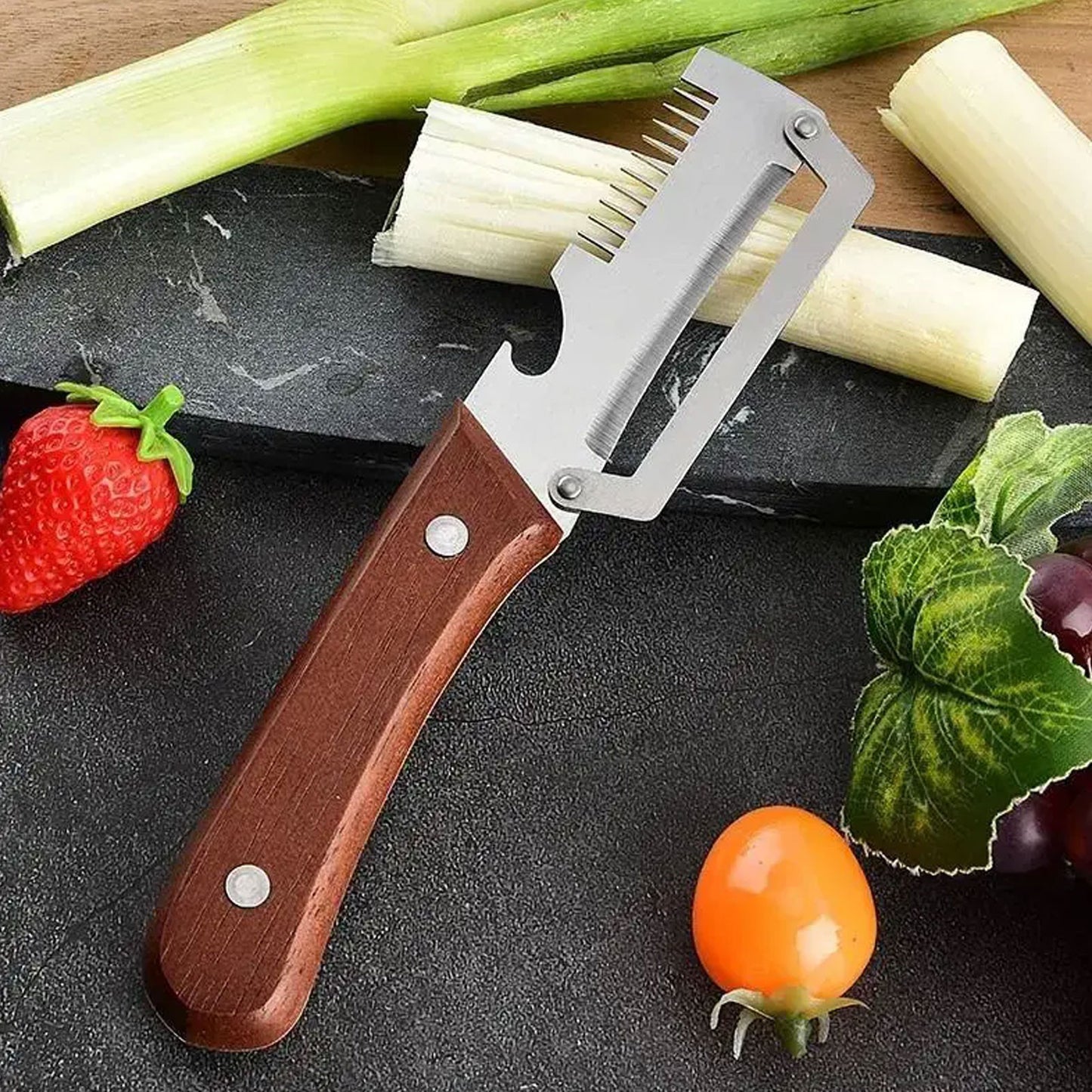 2pcs Stainless Steel Vegetable Peeler Wooden Handle Potato Slicer Kitchen Tool