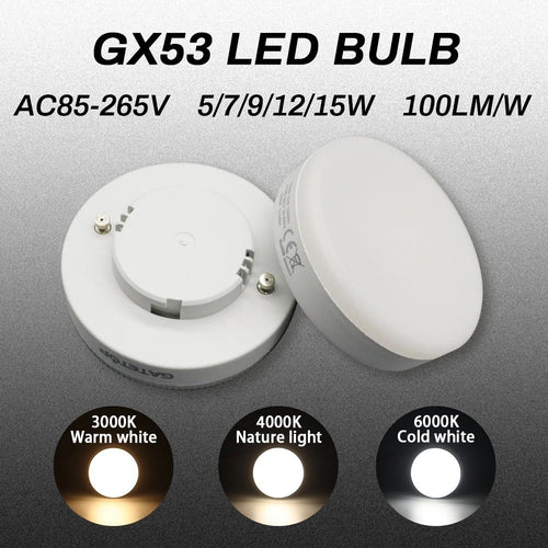 1-10 Pack GX53 LED Bulb 5W 15W Reflector, 60W Equivalent, Disc Frosted Puck, RA8